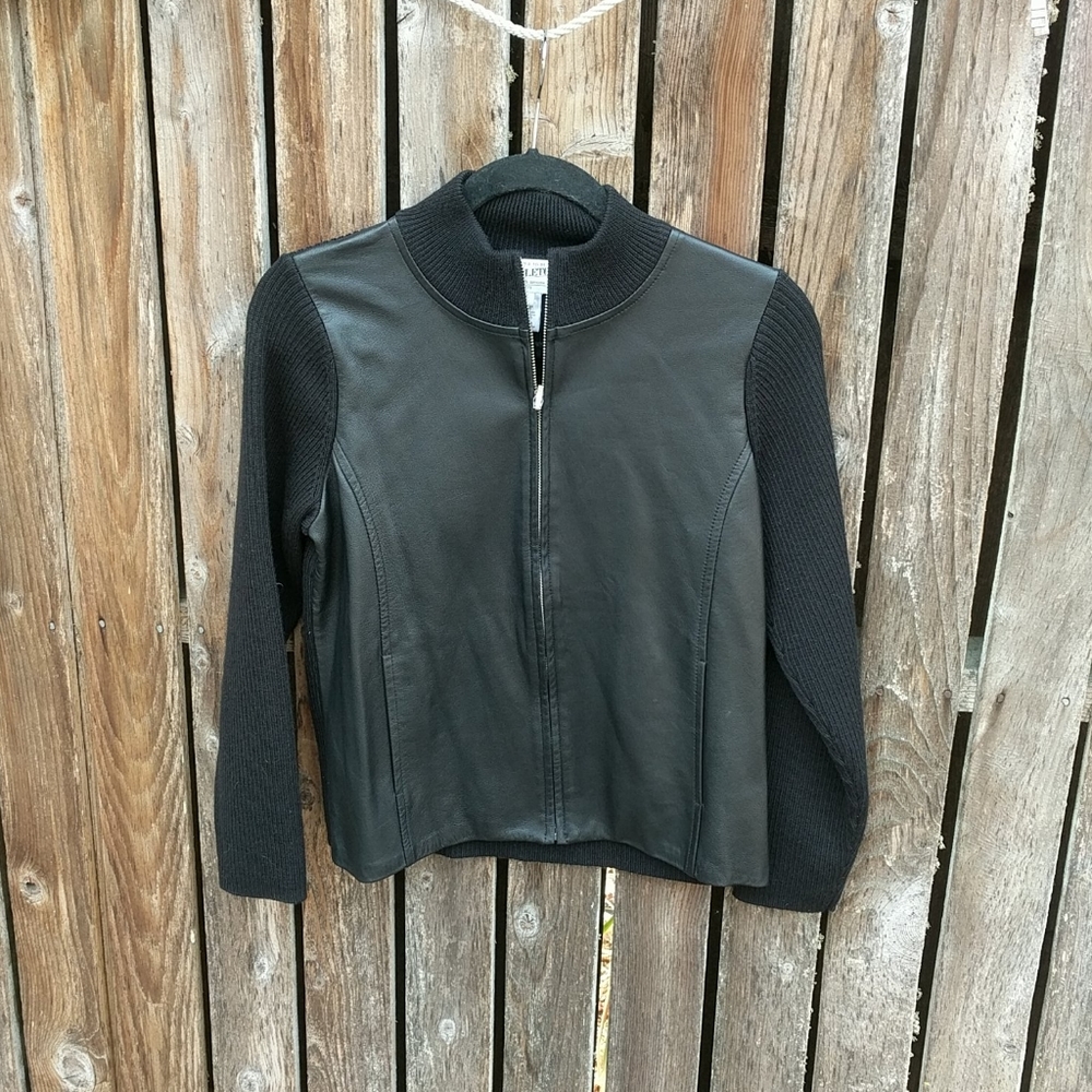 Pendleton Small Petite Jacket Blazer Black Leather - image 4